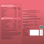 Nutritional information and supplement facts label on a pink background