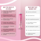 Ayu Daily Gluta Glow with text highlighting features on a pink background